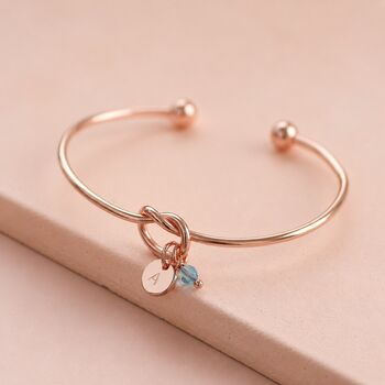 Rose Gold Plated Friendship Knot Bangle, 2 of 10