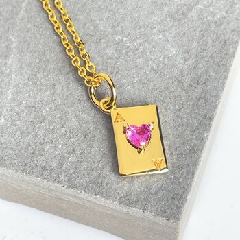 Ace Of Hearts Necklace In Gold Plate, 2 of 5