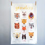 'Growlers' Illustrated Animal Tea Towel, thumbnail 3 of 4