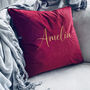 Personalised Gold Embroidered Velvet Cushion, thumbnail 1 of 6