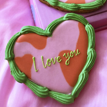 Personalised Retro Heart Iced Biscuit In Tutti Frutti, 3 of 3