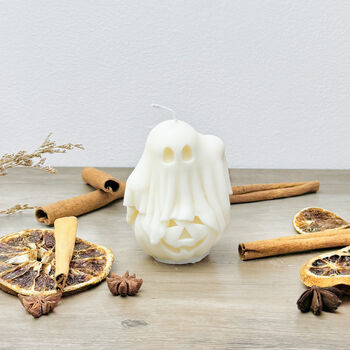 White Halloween Pumpkin And Spooky Ghost Candle, 5 of 10