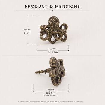 Antique Brass Octopus Cabinet Knob, 6 of 9