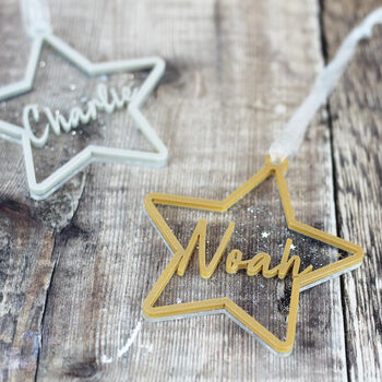 Personalised Glitter Star Christmas Decoration, 3 of 4