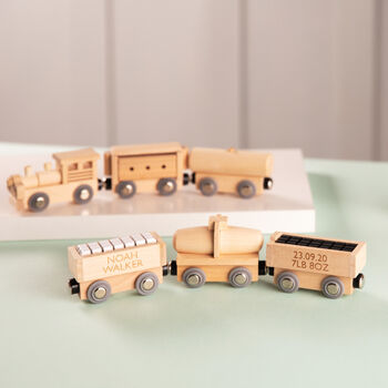 Personalised Wooden Christening Train Set, 4 of 6