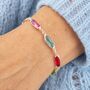 Oval Link Family Birthstone Bracelet, thumbnail 4 of 7