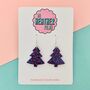 The Purple One / Purple Glitter Christmas Tree Earrings, thumbnail 1 of 2