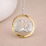 Personalised Sterling Silver And Gold Swans In Love Pendant Necklace, thumbnail 2 of 9