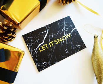 Marble And Gold Foil 'Let It Snow' Card, 2 of 2