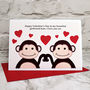 'Monkeys' Personalised Valentines Card, thumbnail 2 of 3