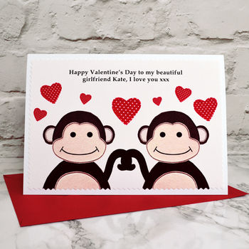 'Monkeys' Personalised Valentines Card, 2 of 3