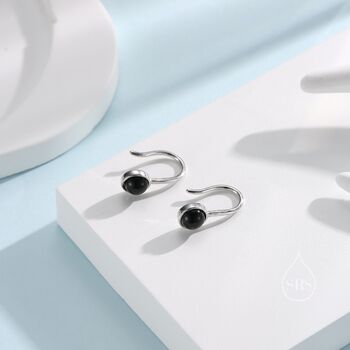 Genuine Black Onyx Drop Earrings In Sterling Silver, 6 of 9