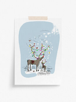 Reindeer Illustration Christmas Card, 3 of 3