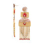 Brownlip Disc Drop Earrings, Gold With Red, thumbnail 3 of 3