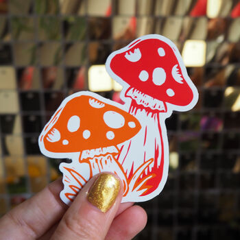 Fairy Tale Mushroom Toadstool Vinyl Sticker, 5 of 6