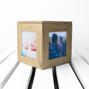 Personalised Wreath Oak Photo Cube, 8 of 11