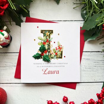 Handmade Monogramed Christmas Card For Any Recipient, 5 of 8