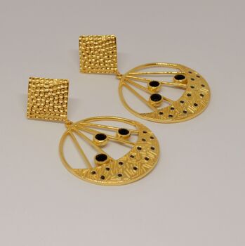 Black Onyx Gold Drop Earrings, 4 of 4