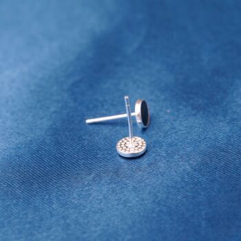 Small 4 Mm Black Studs Earrings, Onyx Stone Studs, 5 of 7