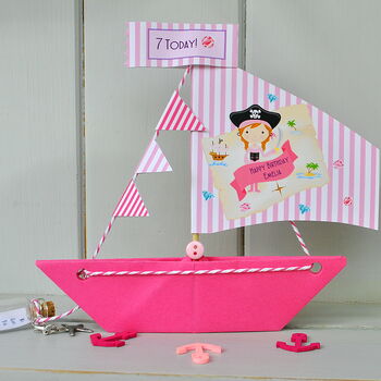 Personalised Pirate And Mermaid Birthday Sailboat Card, 2 of 11