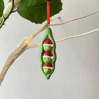 Ceramic Peas In A Pod Christmas Decoration, 5 of 7