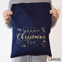 Personalised Gold And Navy Merry Christmas Sack, thumbnail 5 of 6