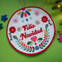 Punchneedle Feliz Navidad Kitsch Christmas Wreath, thumbnail 1 of 4