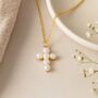Personalised Gold Plated Silver Pearl Cross Necklace, thumbnail 5 of 10