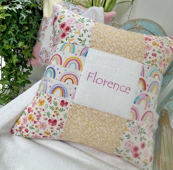 Rainbows And Buttercups Name Cushion, 6 of 7