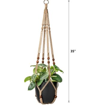 Jute Rope Hanging Planter With Beads 89cm, 2 of 4