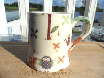 Tankard Mug In Secret Woodland Animals Patchwork Design, 7 of 8