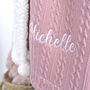Personalised Dusty Pink Pom Pom Baby Blanket, thumbnail 4 of 6