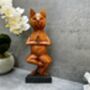 32cm Handcarved One Leg Yoga Cat Wooden Ornament Gift, thumbnail 3 of 12