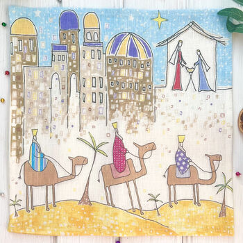 'Following The Star' Christmas Linen Napkins, 4 of 4