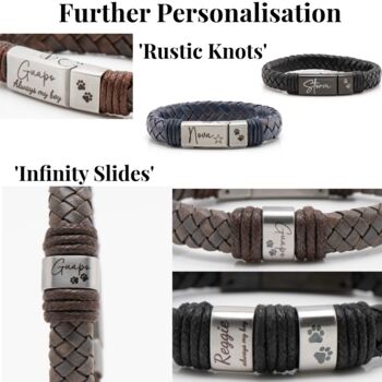 Engraved Black Wrap Bracelet Memorial Pendant For Men Ashes Keepsake Cremation Jewellery, 9 of 10