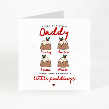 Personalised Christmas Card For Daddy Little Pudding Design, 4 of 7