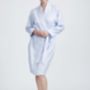 Women's Pearl Blue Herringbone Mid Length Robe, thumbnail 1 of 5