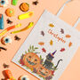 Personalised Halloween Black Cat Trick Or Treat Tote Bag, thumbnail 3 of 4