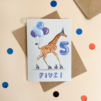 Giraffe 5th Birthday Card, 3 of 5