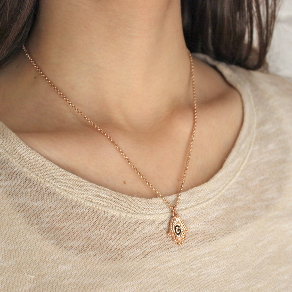 Personalised Hammered Hamsa Necklace, 1 of 6