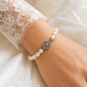 Pearl Bracelet With Round Vintage Style Clasp, 3 of 4