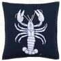 Navy Embroidered Wool Lobster Cushion, thumbnail 1 of 2