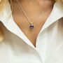 Silver And Amethyst Heart Necklace, thumbnail 2 of 3