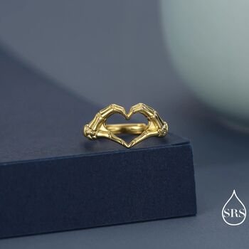 Skeleton Hands Heart Sterling Silver Ring, 6 of 12