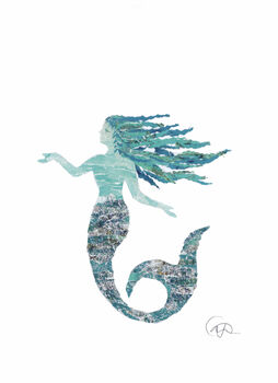 Mermaid Nerissa Upcycled Paper Collage Print, 2 of 4