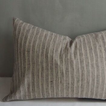 Charcoal Stripe Linen Scatter Cushion, 2 of 6