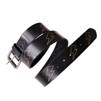 Lightning Bolt Mens Leather Jeans Belt With Optional Secret Message, 3 of 3