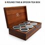 Tea Box In Acacia Wood + Six Aluminium Tins And A Spoon, thumbnail 2 of 3