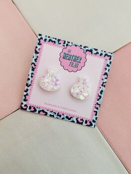 Dumpling Glitter Resin Studs / Dim Sum Lover Gift / Novelty Food Jewellery / Fun Accessories, 2 of 4