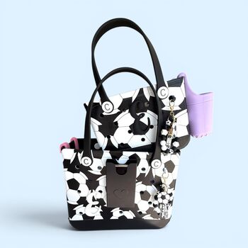 Soccer Girl’s Football Print Design Bag, Personalised Charm, 3 of 12